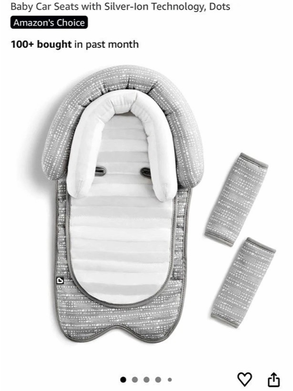 Munchkin Brica Baby Head Support & Strap Cover Set Gray & White
